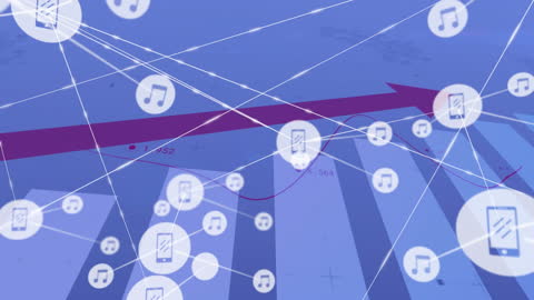 Digital Connectivity over Business Data Trends With Music Icons