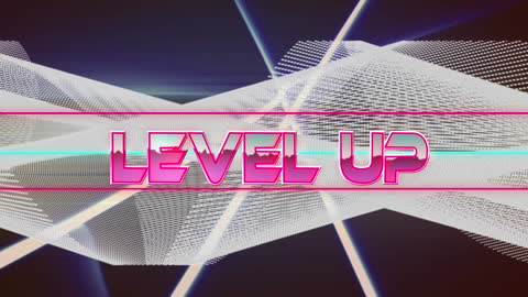 Retro Futuristic Level Up Glitch Text Animation