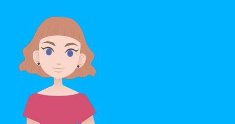 Illustration of Woman in Pink Dress on Blue Background - Download Free Stock Images Pikwizard.com