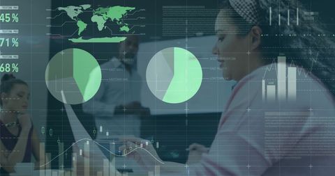Team Analyzing Financial Data and Digitally Projected Metrics - Download Free Stock Images Pikwizard.com
