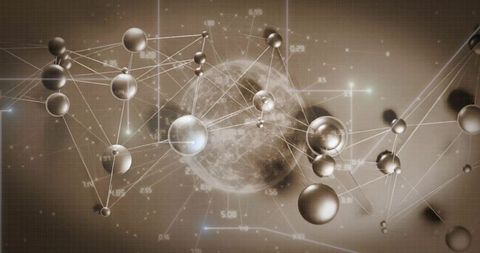 Futuristic data network sphere visualization in space scape