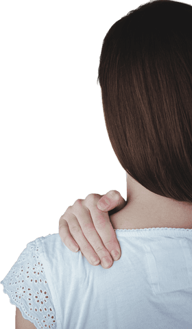 transparent woman touching her aching shoulder in comfort - Download Free Stock Videos Pikwizard.com