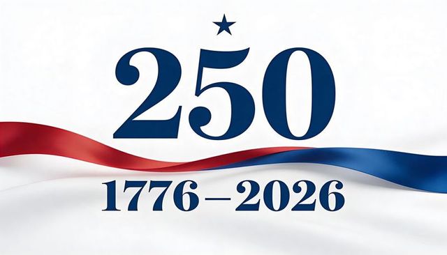 250th anniversary 1776–2026 semiquincentennial patriotic ribbon with star minimalist