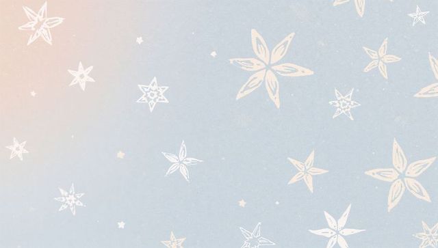 Featuring Pastel Star-Flower Pattern on Pale Blue Field with Peach Wash and Subtle Grain