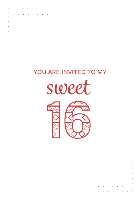 Sweet 16 Birthday Invitation with Red Text on Transparent Background - Download Free Stock Videos Pikwizard.com