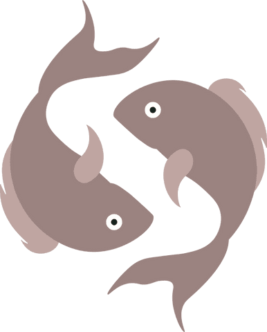 Pair of abstract fish circling in tranquil harmony on transparent background