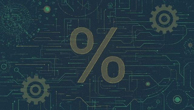 Gold Percent Symbol on Futuristic Circuit Background