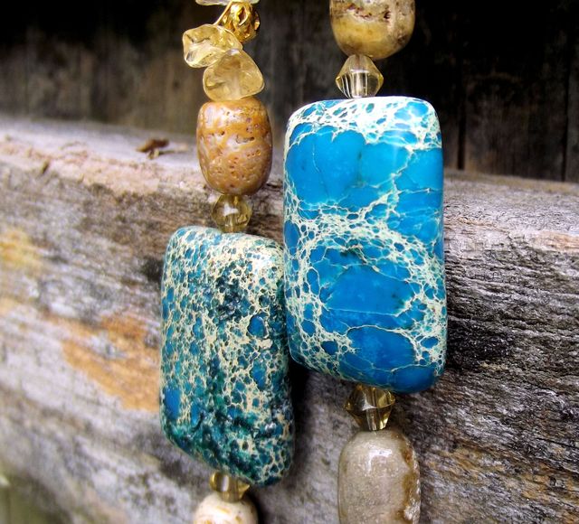 Handcrafted Gemstone Necklace with Blue Resin Beads - Download Free Stock Images Pikwizard.com