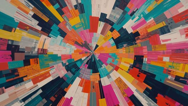Vibrant Abstract Radial Pattern with Multicolored Bars
