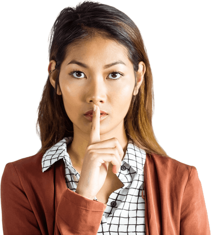 asian woman gesture quiet shushing transparent png background - Download Free Stock Videos Pikwizard.com