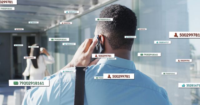 Man in Office Corridor Receiving Phone Calls Highlighting Technology Concept - Download Free Stock Images Pikwizard.com