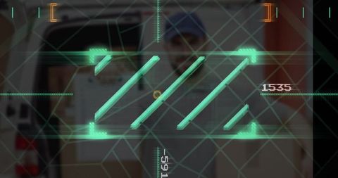 Digital interface overlay on delivery scene concept