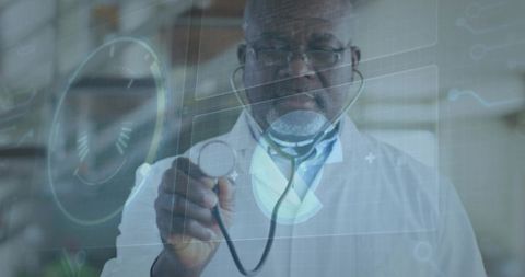 Doctor Utilizing Digital Interface for Medical Examination