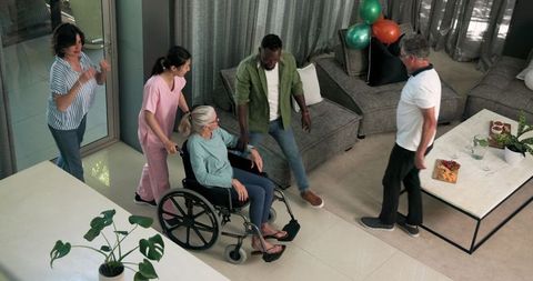 Arrival of New Patient in Physiotherapy Centre with Caregivers and Residents