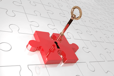 Transparent Red Puzzle Piece with Key Symbolizing Security - Download Free Stock Videos Pikwizard.com
