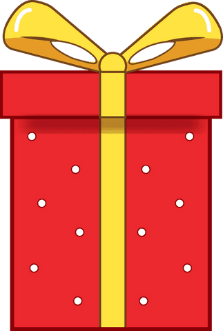 Transparent red gift box with yellow bow