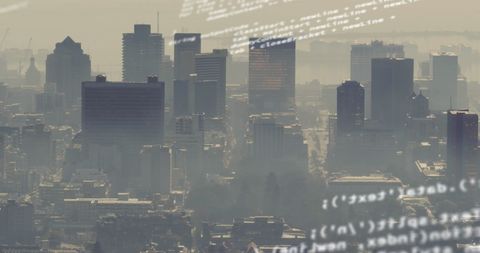 Data Overlay on Urban Skyline Depicting Technological Integration - Download Free Stock Images Pikwizard.com