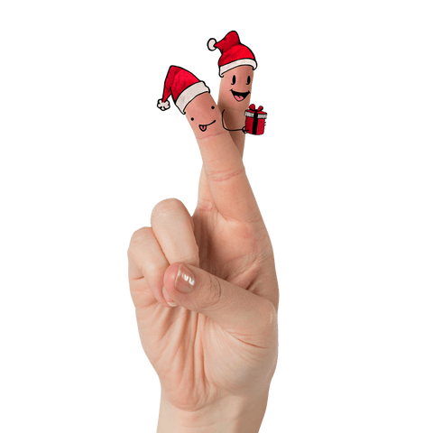 christmas cartoon fingers wearing santa hats on transparent background - Download Free Stock Videos Pikwizard.com