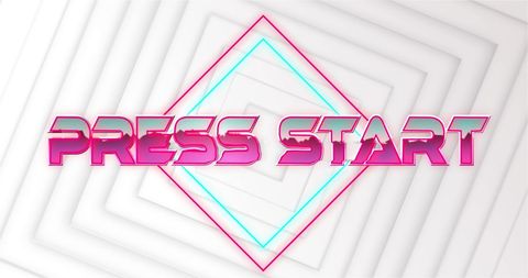 Futuristic Press Start Text with Geometric Design for Gaming