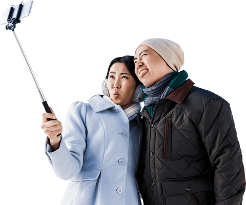 couple making funny faces taking selfie isolated on transparent background - Download Free Stock Videos Pikwizard.com