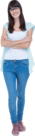 Transparent Background: Happy Woman Smiling with Arms Crossed