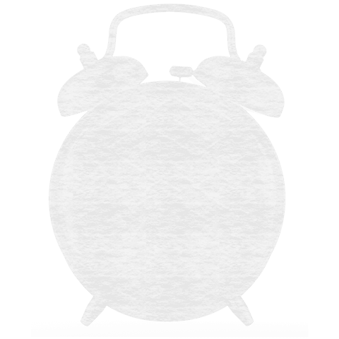 Classic white alarm clock on transparent background with space for copy