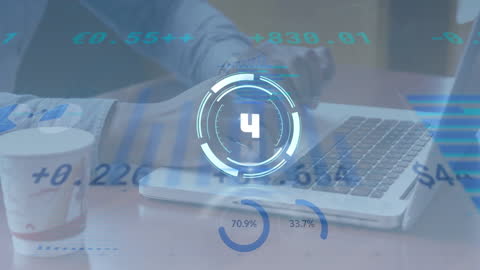 Digital Interface Accessing Financial Data on Laptop