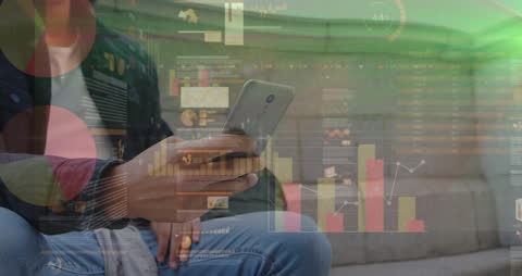 Digital Finance Concept with Smartphone and Graphs Animation