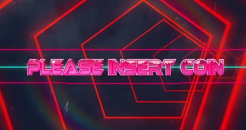 Retro Futuristic Please Insert Coin Text Animation