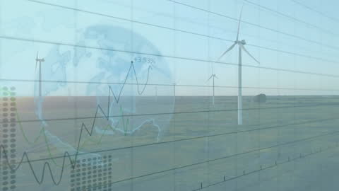 Wind Turbines with Global Energy and Financial Data Visualization