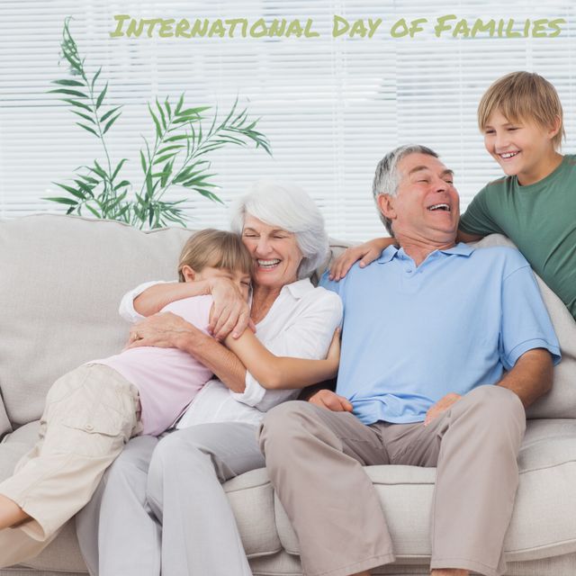 Happy Family Celebrates International Day of Families on Couch - Download Free Stock Templates Pikwizard.com