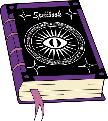 Mystical spellbook with eye emblem on transparent background