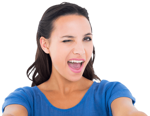 Cheerful Brunette Winking and Smiling, Transparent Background - Download Free Stock Videos Pikwizard.com