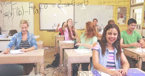 Engaged Students Learning Mathematics in Classroom