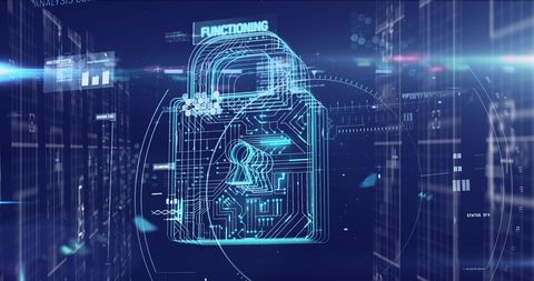 Digital Security Concept with Futuristic Padlock and Data Flow - Download Free Stock Images Pikwizard.com