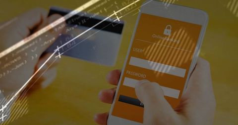 Entering Mobile Banking Login While Holding Credit Card, Security Overlay for Cybersecurity