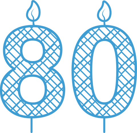blue patterned 80 birthday candle on transparent background - Download Free Stock Videos Pikwizard.com