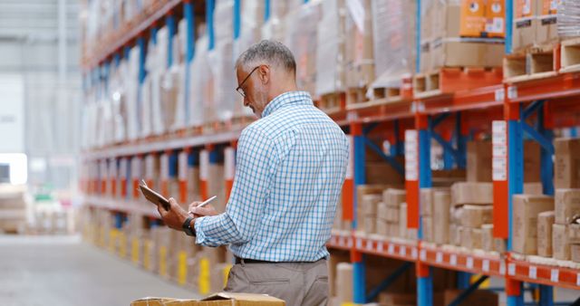 Warehouse Manager Inspecting Inventory with Digital Tablet - Download Free Stock Images Pikwizard.com