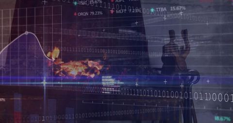 Financial Analytics Visualization Above Embers in Fireplace