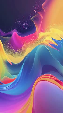 Looping Vertical Abstract Waves in Vibrant Psychedelic Colors for Motion Backgrounds
