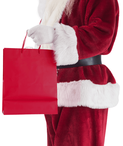 Santa Claus Holding Red Gift Bag Transparent Background