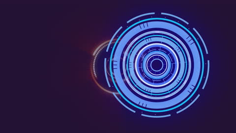 Futuristic Digital Interface with Scanning Circles Animation