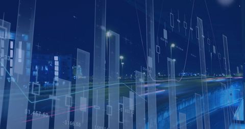 Financial Graphs Overlaying City Nightscape Depicting Economic Dynamics - Download Free Stock Images Pikwizard.com