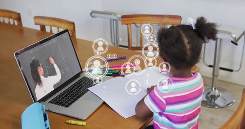 Young Girl Learning Online with Interactive Technology
