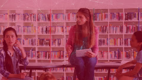 Animated Network Connections in Classroom with Teacher and Students