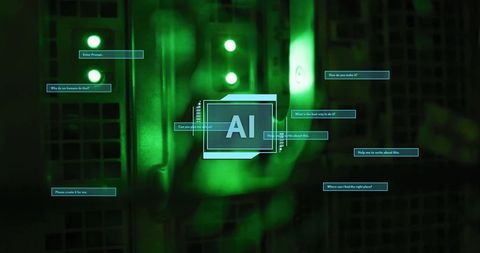 AI Communication Analysis in Futuristic Data Center - Download Free Stock Images Pikwizard.com