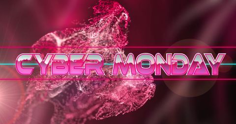 Cyber Monday Digital Wave Banner in Pink Tones