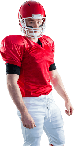 Transparent background american football player portrait in action
