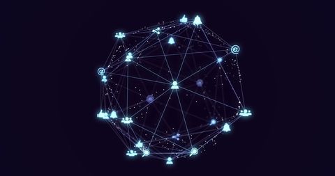 Digital Network Interface with Glowing Small Icons - Download Free Stock Images Pikwizard.com