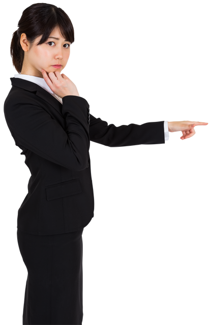 Transparent Background: Thoughtful Businesswoman Pointing Forward - Download Free Stock Videos Pikwizard.com